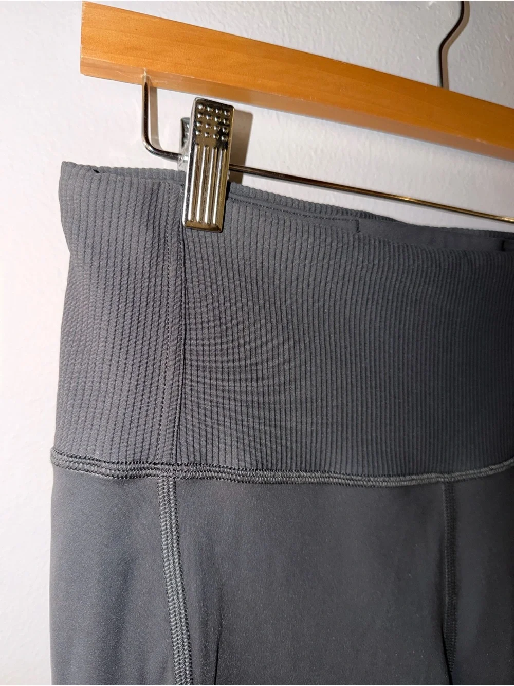 Lululemon Size 8 High Waist Gray Ribbed Waist Biker Shorts 11” inseam